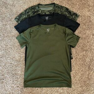 Boy’s Lot of 3 IdealogyShirts in Olive Green, Black and Camo Size M